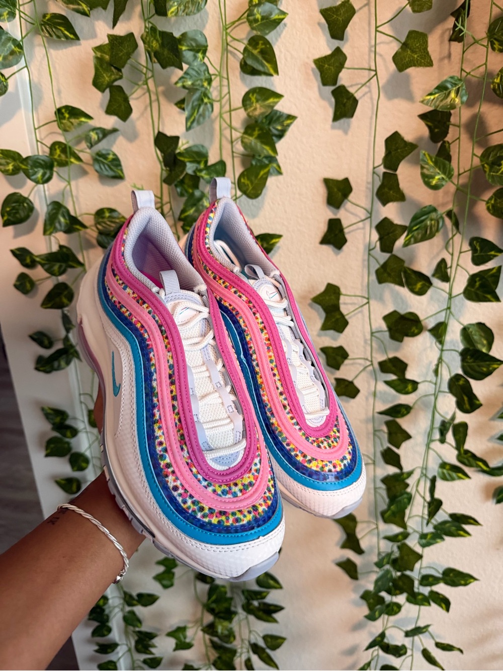 Nike Women’s White Sneakers with Pink & Blue Trim